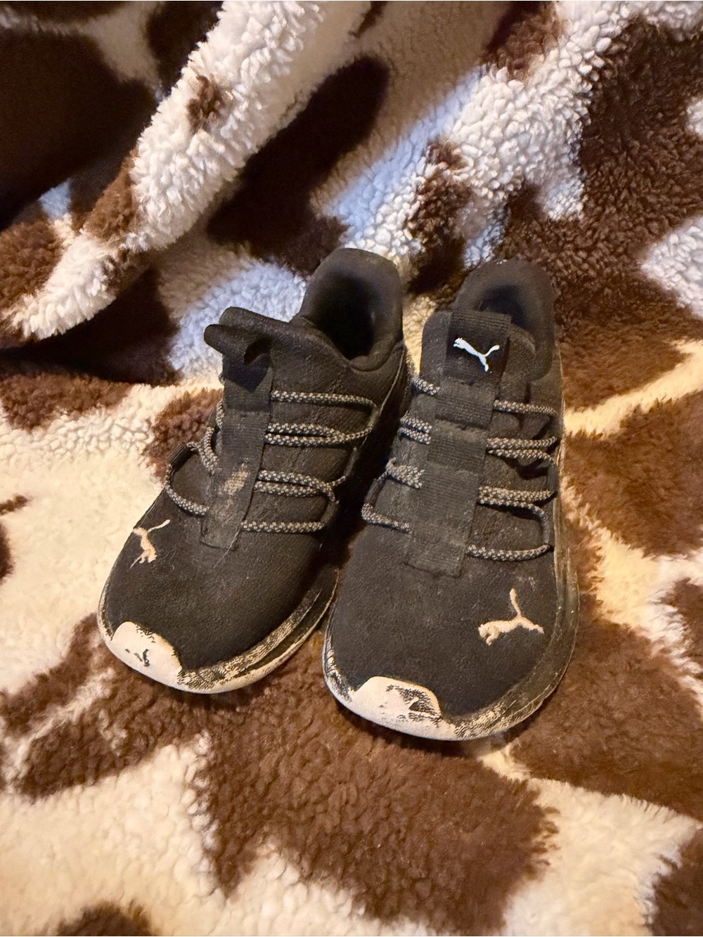 Puma Black Kids Sneakers with White Logo Accents